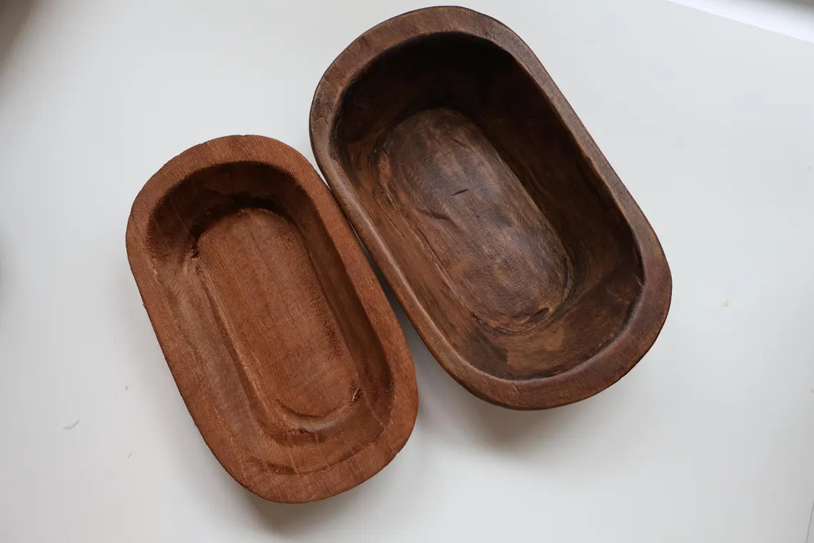 Wooden Dough Bowl Candle with Wavy Wooden Wick – Hand Poured Soy Candle, Rustic Farmhouse Home Decor, Long Burning Cozy Gift